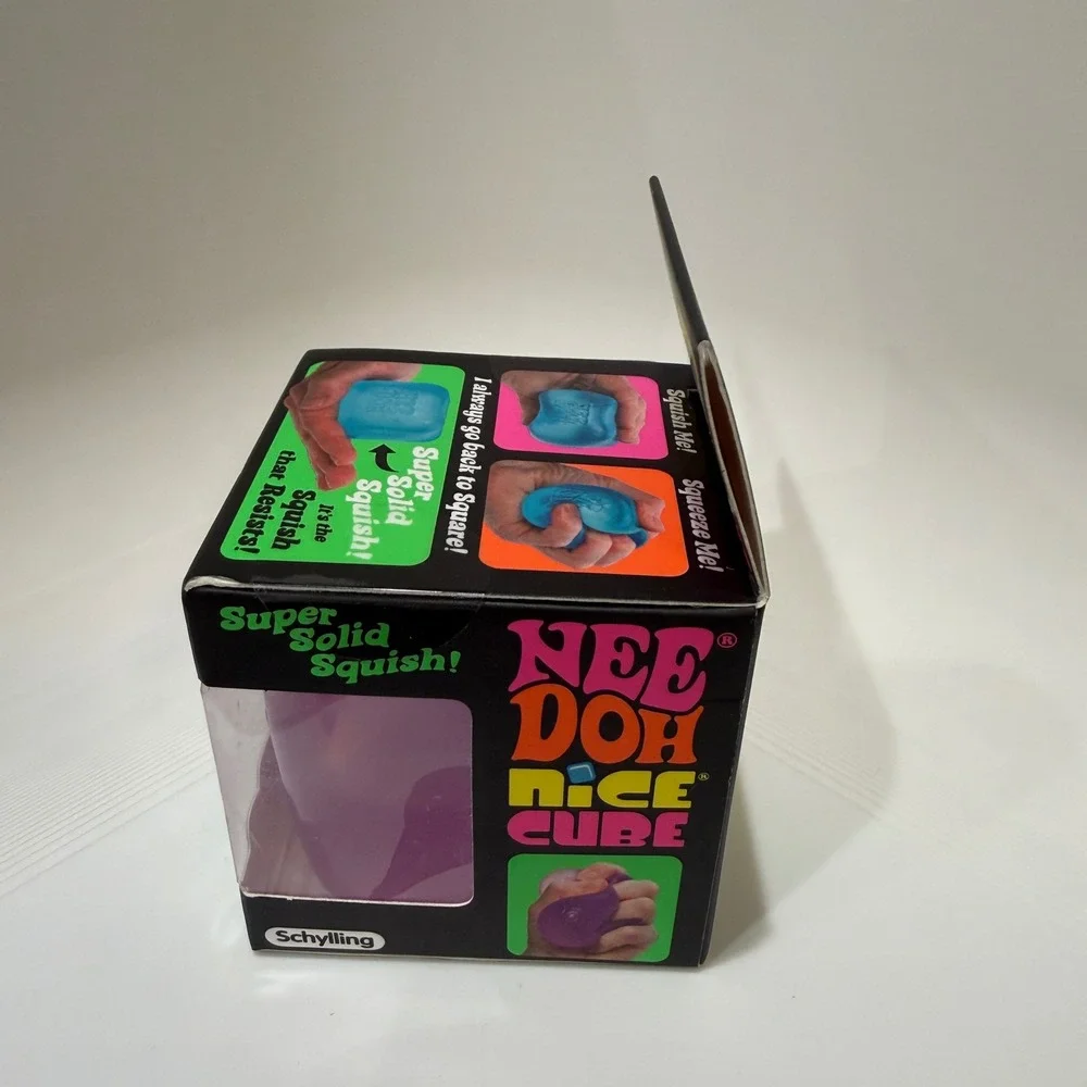 Schylling NeeDoh Nice Cube Purple Super Solid Squish Toy New